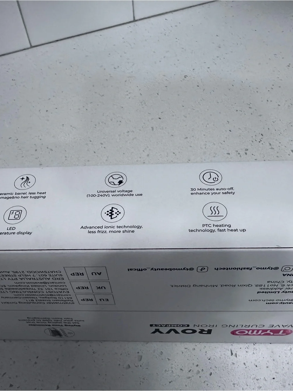 TYMO Pink Wave Curling Iron for Women with Digital Display